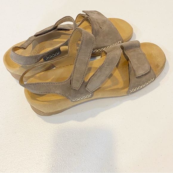 GABOR Taupe Jolly Strap Wedge Nubuck Sandals - Picture 7 of 9